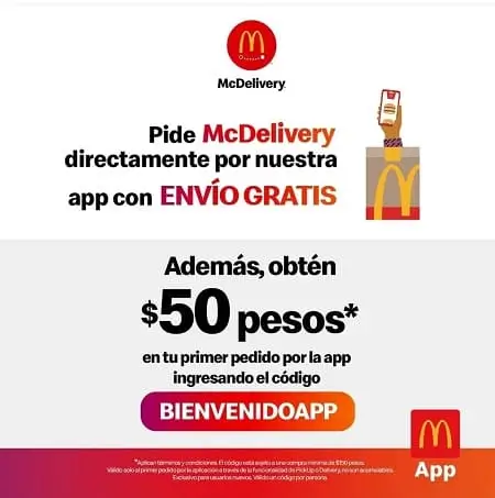 $50 de descuento al comprar $150 para PickUp o Delivery en McDonald’s app (1er pedido)