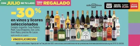 Julio Regalado Soriana: Vinos y licores al 30% de descuento con cupón