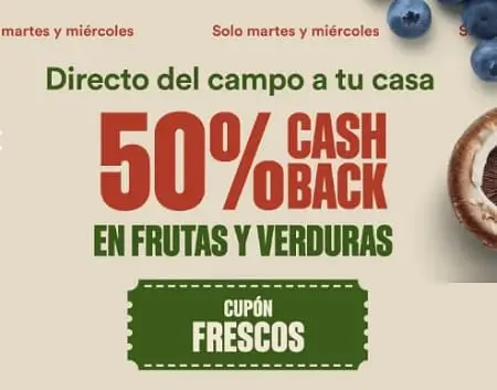 50% de cashback en Frutas y Verduras en Jüsto (martes y miércoles)