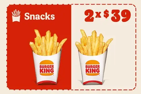 Código de 2 papas medianas por solo $39 en Burger King