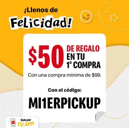 Cupón McDonald’s de $50 de regalo en 1ª compra desde $99
