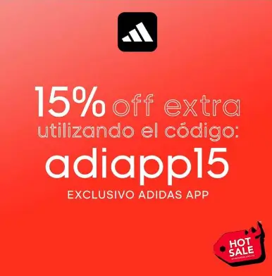 Cupón adidas Hot Sale de 15% adicional en compras desde la app