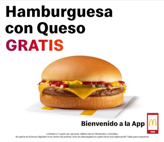 Hamburguesa con queso gratis McDonald's con este cupón
