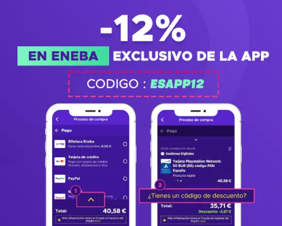 Descuento de 12% en la app con este código Eneba