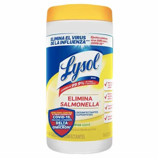 Oferta Walmart Express en Toallitas desinfectantes Lysol para superficies citrus 80 pzas