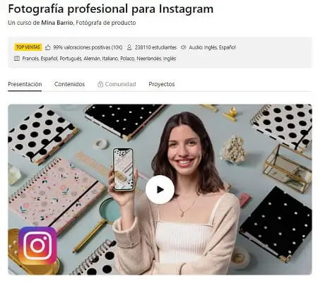 Fotografía profesional para Instagram a $169 + 10% Off con código de descuento Domestika