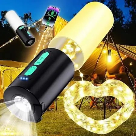 Lámpara de campamento con guirnalda de luces a $199 en Amazon