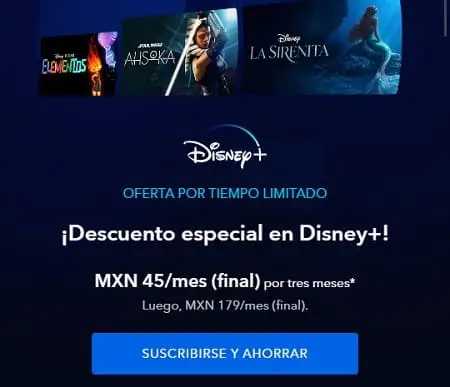 3 meses de Disney+ por solo $45 al mes por tiempo limitado