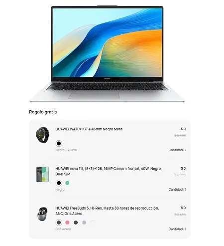 MateBook D16 + GT 4 + FreeClip + nova 11i por solo $17,999 en Huawei