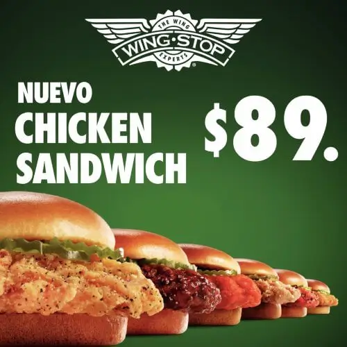 Chicken sandwich desde $89 pesos por oferta Wingstop (lunes a jueves)