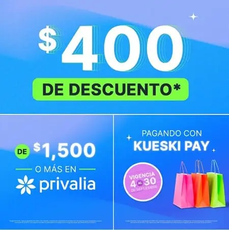 $400 de descuento + envío gratis en tu primera compra en Privalia con Kueski Pay