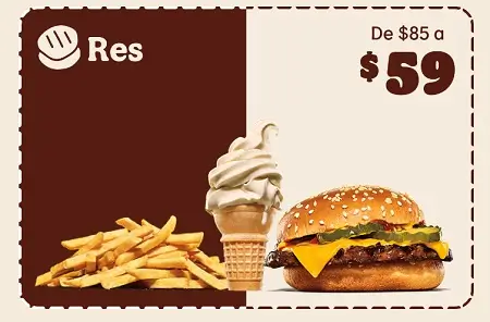 Hamburguesa con Queso + Papas + Cono a $55 en Burger King