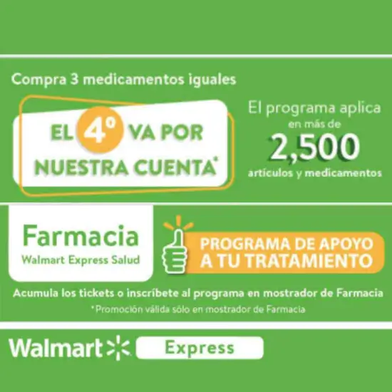 Medicamento GRATIS con esta promoción Walmart Express en Farmacia