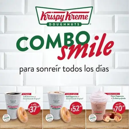 Combo Smile desde $37 pesos en Krispy Kreme (lunes a viernes)