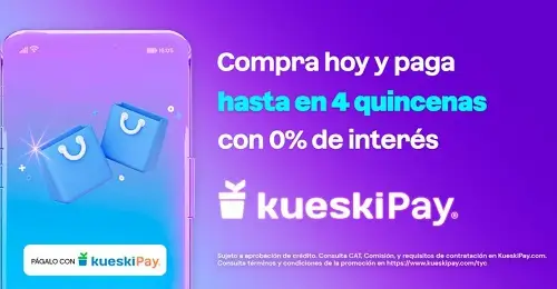 Paga hasta en 4 quincenas con 0% de interés en tus tiendas favoritas con Kueski Pay