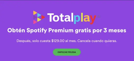 Totalplay te regala Spotify Premium gratis por 3 meses