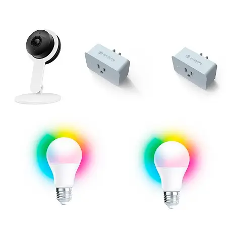 Kit de cámara fija con sockets y focos Inteligentes a $689 en Office Depot (Netzhome, Google Home, Alexa)