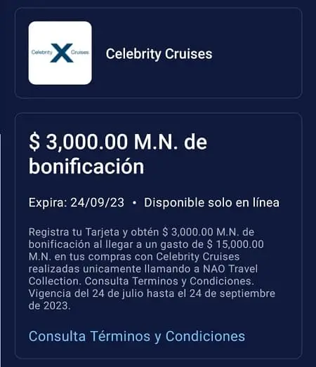 $3,000 de bonificación en Celebrity Cruises con Amex (usuarios seleccionados)