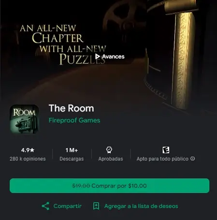 Descarga Saga de juegos The Room por solo $76 en Google Play