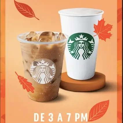 Starbucks 2x1 en la compra de una bebida Grande o Venti (3 a 7 pm)