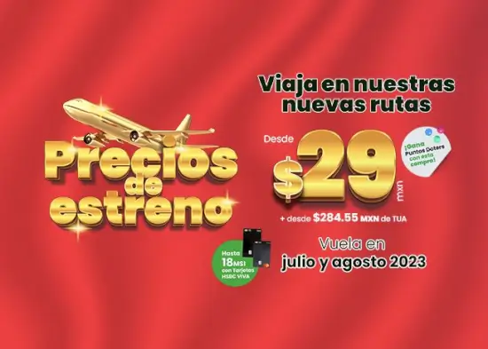 Vuelos Vivaaerobus de nuevas rutas desde $29 para viajar en julio y agosto 2023
