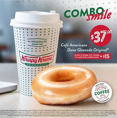 Combo Smile a solo $37 pesos en Krispy Kreme (lunes a viernes)