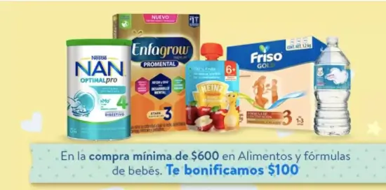 Bonificación Walmart Express de $100 en la compra de alimentos y fórmulas de bebés