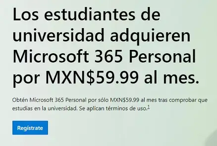 Microsoft 365 Personal a solo $60 al mes para estudiantes universitarios