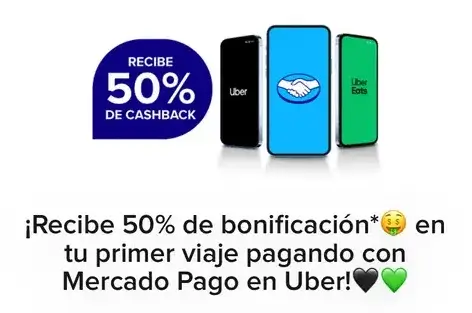 50% de bonificación en tu primer viaje de Uber con Mercado Pago