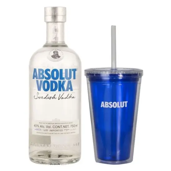 Oferta Bodegas Alianza: Vodka Absolut Azul 750 ml con vaso de regalo