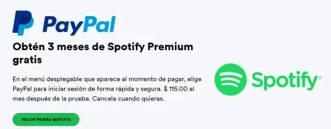 Promoción Spotify: Obtén 3 meses gratis con PayPal
