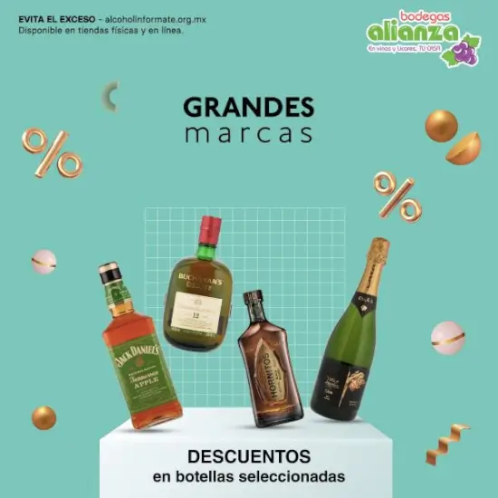 Botellas de whisky, tequila, mezcal y más con hasta 35% de descuento en Bodegas Alianza