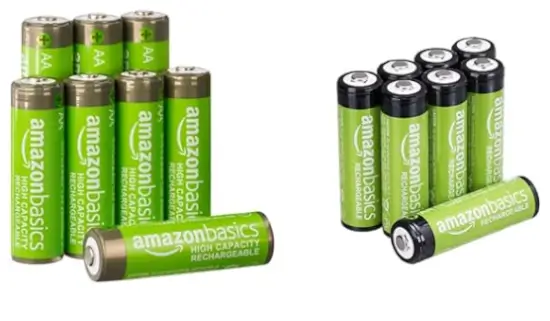 Amazon Basics: 8 Baterías Recargables AA, Alta Capacidad 2400 mAh + Paquete de 8 Baterías Recargables AA 2000 mAh por solo $211 pesos