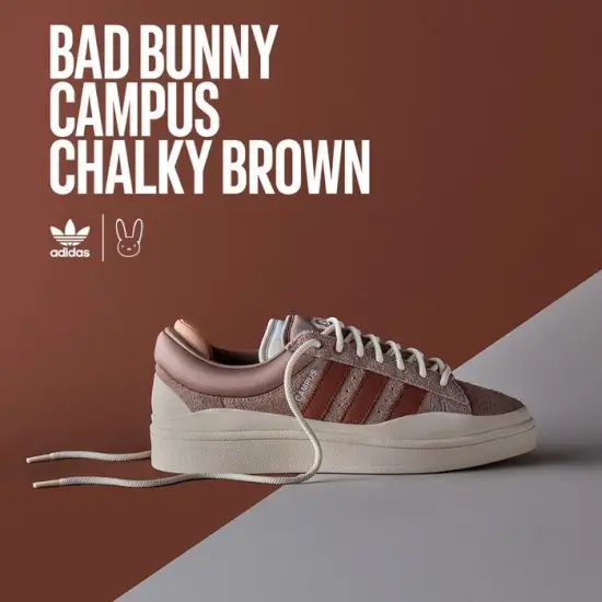 Tenis Adidas x Bad Bunny Campus Chalky Brown ya disponibles en TAF por $3,199