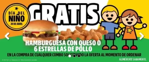 Hamburguesa o estrellas de pollo GRATIS comprando 1 combo en Carl’s Jr (30 de abril)