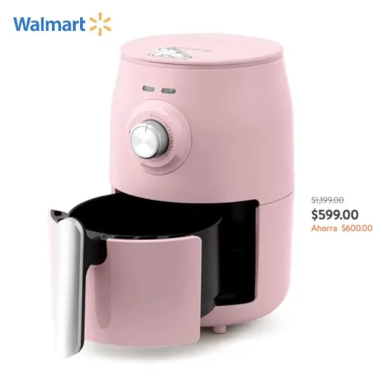 Freidora de aire rosa Holstein Housewares con ahorro de $600 en las ofertas Walmart