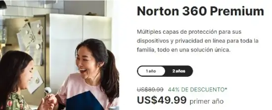 Descuento en Norton 360 Premium en el primer año