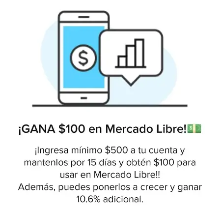 Gana $100 para Mercado Libre ingresando más de $500 a Mercado Pago