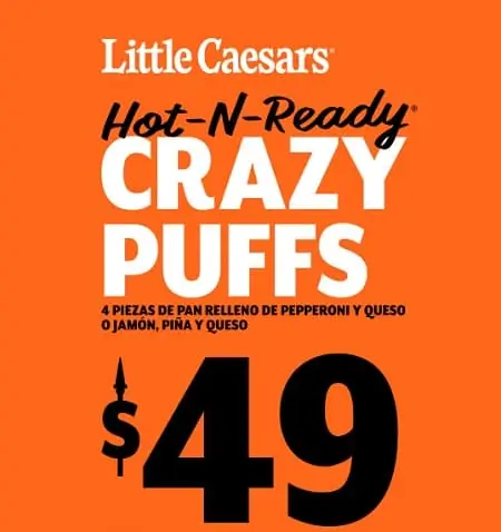 4 piezas de Crazy Puffs a solo $49 en Little Caesars