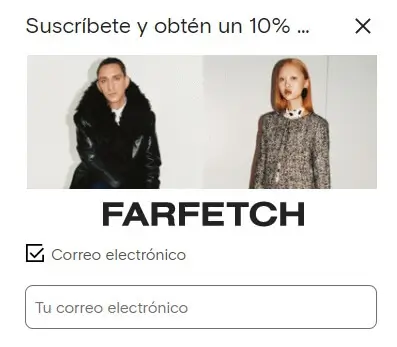 Obtén 10% de descuento en tu primer pedido al registrarte en Farfetch