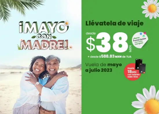 Vuelos Vivaaerobus desde $38 MXN para viajar en mayo y julio 2023