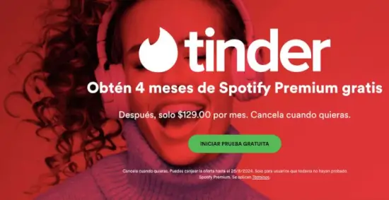 Spotify Premium gratis 3 meses con Tinder