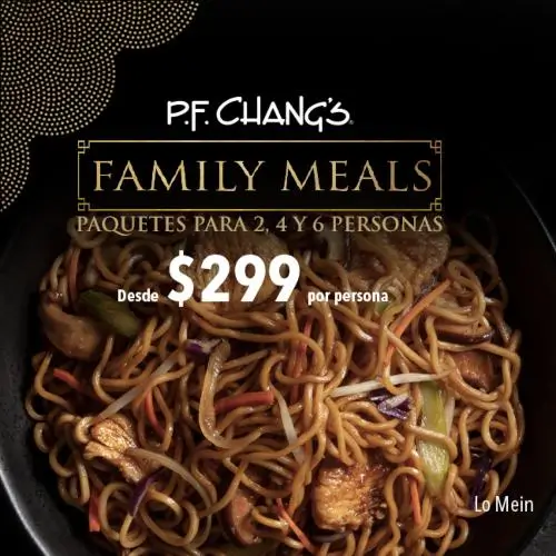 Promoción P.F. Changs: Family Meals desde $299 por persona