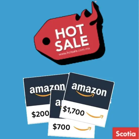 Oferta Scotiabank Hot Sale 2023: hasta $1,700 en Tarjetas de Regalo Amazon pagando con tarjeta de débito