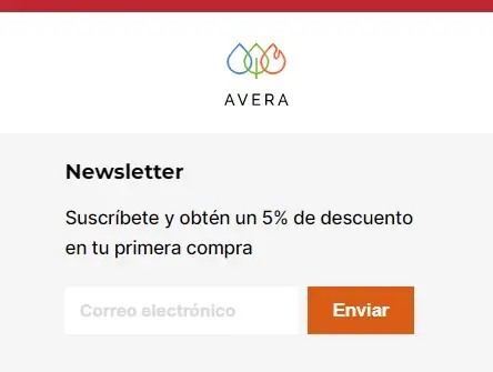5% Off EXTRA en tu primera compra al suscribirte al newsletter de Avera