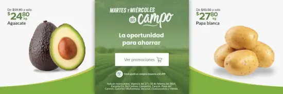 Kilo de aguacate a $24.80 en el Martes y Miércoles del Campo Soriana 27 y 28 de febrero 2024