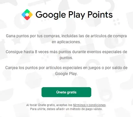Regístrate GRATIS en Google Play Points y gana puntos canjeables por créditos y descuentos
