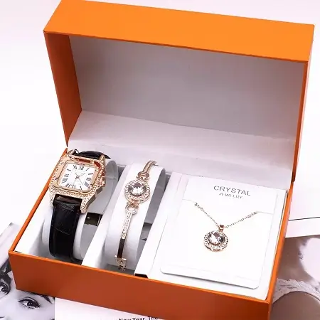 Reloj + pulsera + collar de mujer en caja de regalo a $161 en Mercado Libre
