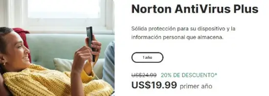 Oferta en Norton AntiVirus Plus para el primer año