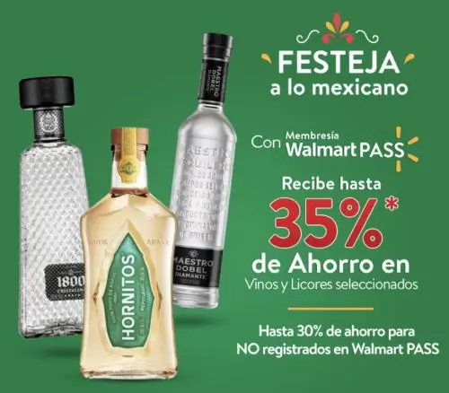 Promo Walmart Express: Hasta 35% de descuento en Tequilas y Mezcales seleccionados con Walmart Pass